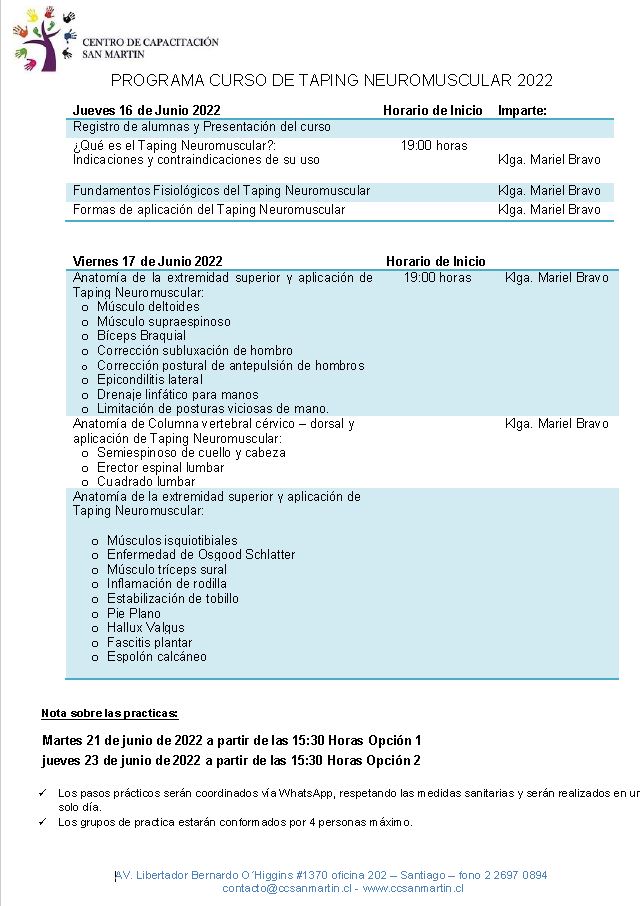 Taping Neuromuscular CENTRO DE CAPACITACION SAN MARTIN